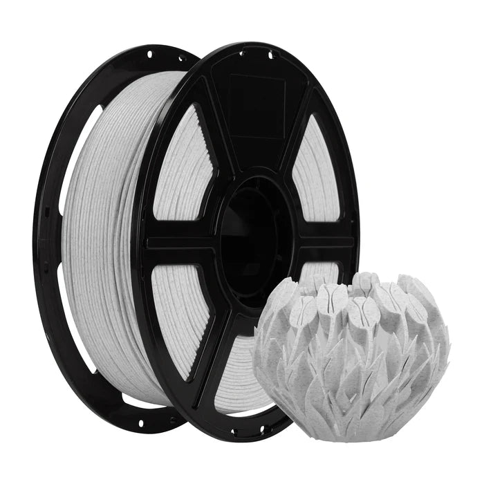 A spool of Flashforge HS PLA 1.75mm 3D Printing Filament in Marble Colour sits beside a 3D-printed geometric object, highlighting the brand’s reliable extrusion and the smooth finish achieved with this filament.