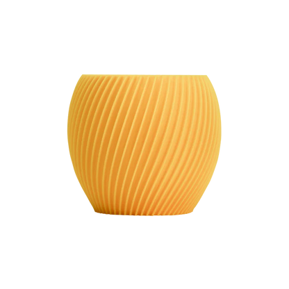 The Flashforge PETG 1.75mm 3D Printing Filament is a round, yellow filament with a matte finish and diagonal ridged texture—perfect for 3D printing projects.