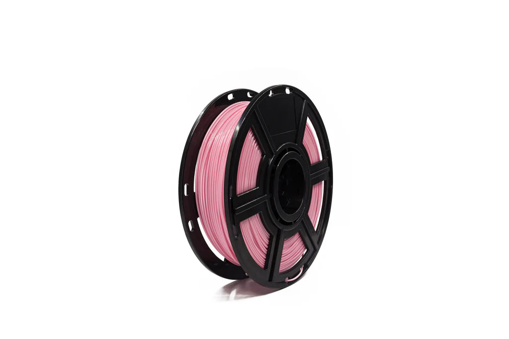 The Flashforge PETG 1.75mm 3D Printing Filament spool, in pink, is shown wound on a black plastic reel against a white background.