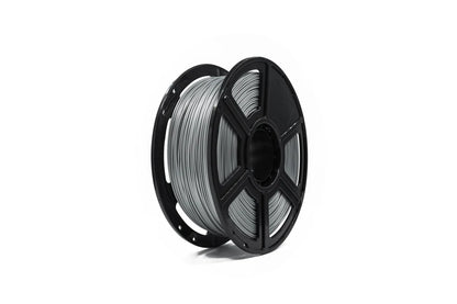 Flashforge PETG 1.75mm 3D Printing Filament—a durable gray filament by Flashforge—comes on a black plastic reel and is ideal for various 3D printing projects.