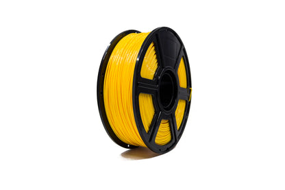 A spool of Flashforge PETG 1.75mm 3D Printing Filament, yellow color on a black reel, is displayed against a white background.