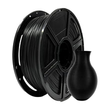 A spool of Flashforge PLA 1.75mm 3D Printing Filament - Matte Colour from 3D Printing Perth - Cirrus Link is shown next to a small black 3D-printed vase.