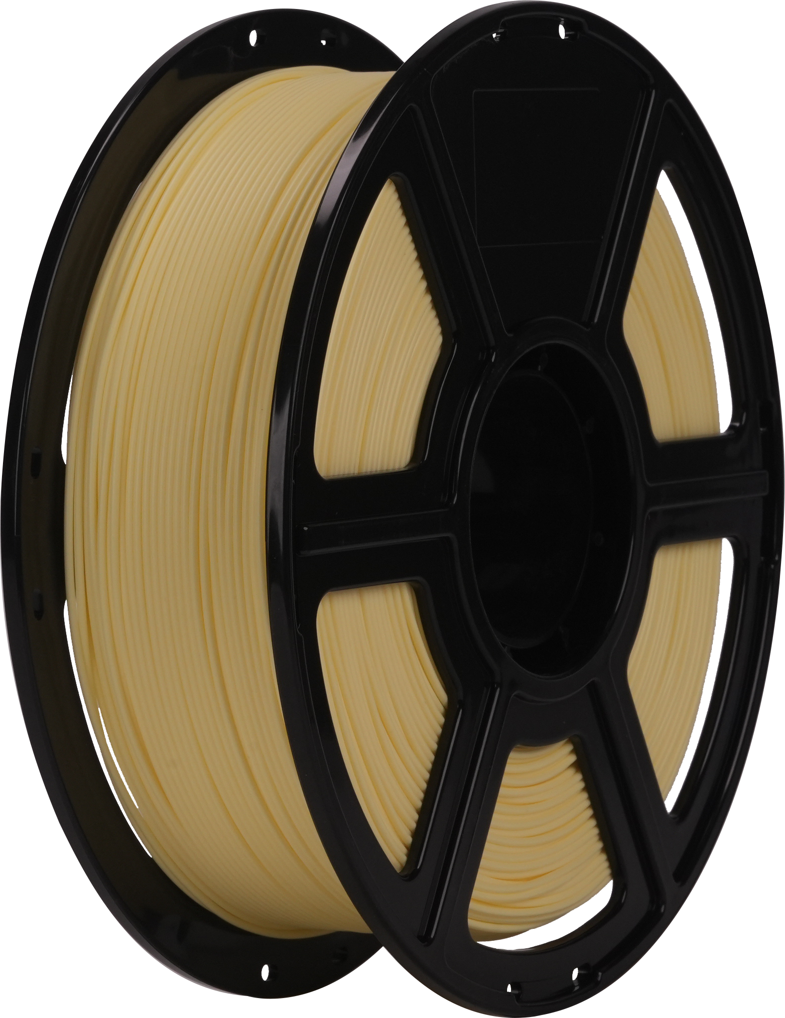 A spool of Flashforge PLA Matte 1.75mm 3D Printing Filament in beige, biodegradable and wound on a black reel, is shown against a plain white background.