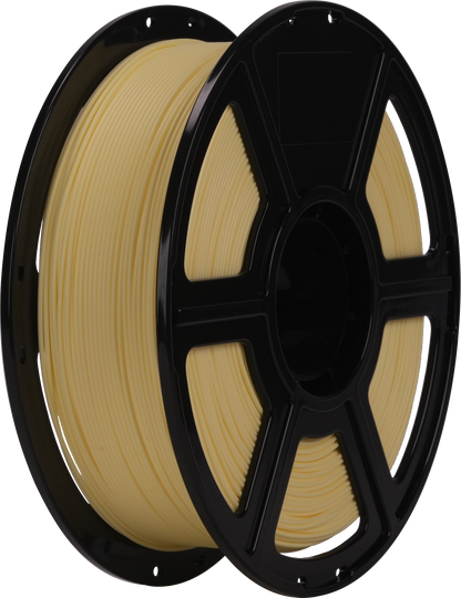 A spool of Flashforge PLA Matte 1.75mm 3D Printing Filament in beige, biodegradable and wound on a black reel, is shown against a plain white background.