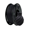 A spool of Flashforge PLA Matte Colour 1.75mm 3D Printing Filament sits beside a dark, spiral-patterned 3D-printed vase, showcasing the filament’s ability to deliver precise prints.