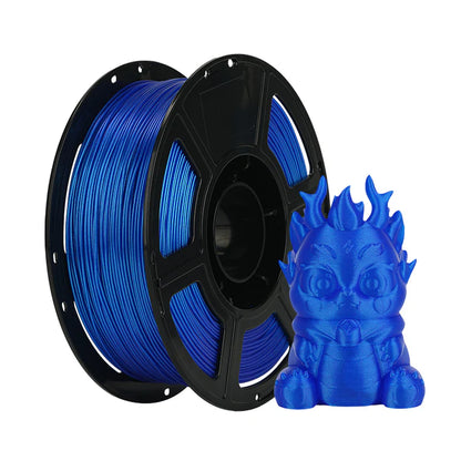 A spool of Flashforge PLA 1.75mm 3D Printing Filament in blue is displayed next to a small blue dragon figure, highlighting the filament’s reliable extrusion for high-speed prints.