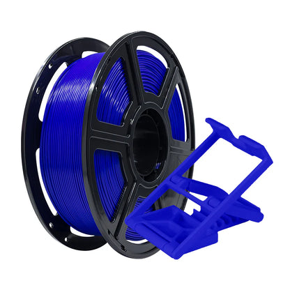 A spool of Flashforge PLA Pro 1.75mm 3D Printing Filament in blue sits next to a small blue 3D-printed object that looks like a plastic stand.
