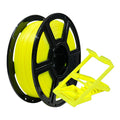 A spool of Flashforge PLA Pro 1.75mm Basic Colour 3D Printing Filament in bright yellow, shown with a matching filament clip holder—ideal for high-accuracy prints.