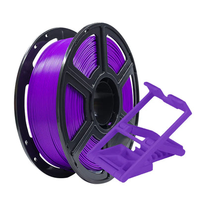 A spool of Flashforge PLA Pro 1.75mm 3D Printing Filament - Basic Colour sits next to a small, partially printed purple object—ideal for vibrant, high-quality 3D printer filament projects from Flashforge.