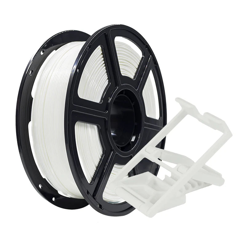 A spool of Flashforge PLA Pro 1.75mm 3D Printing Filament in white sits beside a small white 3D-printed object, ideal for precise and reliable prints.