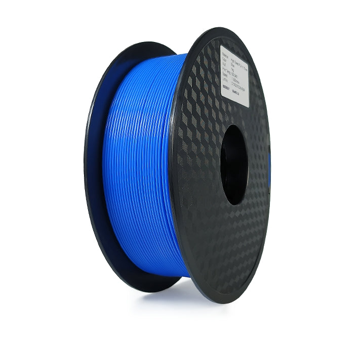 A spool of Hello3D PLA Standard Colour 1.75mm 3D Printing Filament in blue, neatly wound on a black reel and shown against a white background.