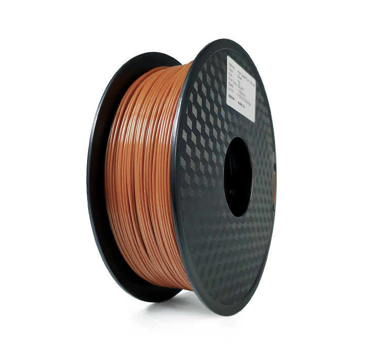 A spool of Hello3D PLA Standard Colour 1.75mm 3D Printing Filament in copper, featuring a branded side label, is displayed against a white background.