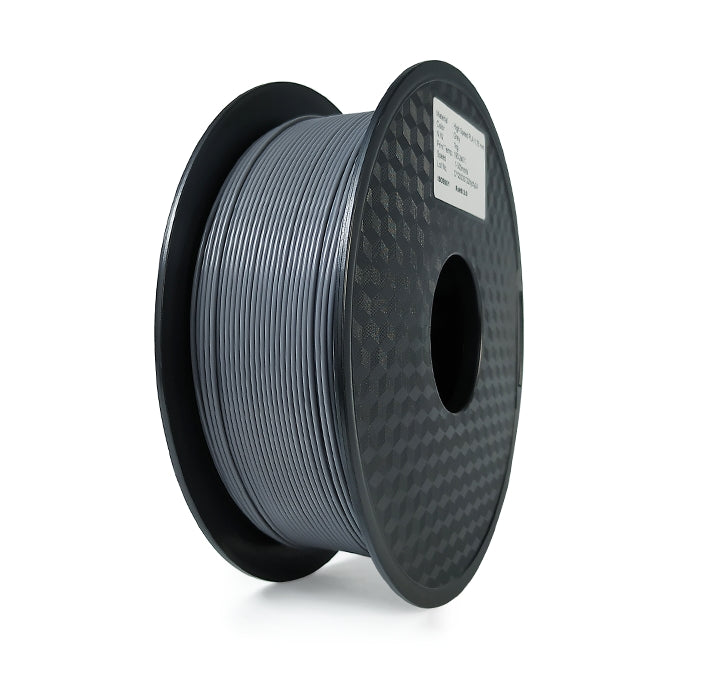 A spool of Hello3D PLA Standard Colour 1.75mm 3D Printing Filament in gray is neatly wound on the reel with a label showing the Hello3D brand.