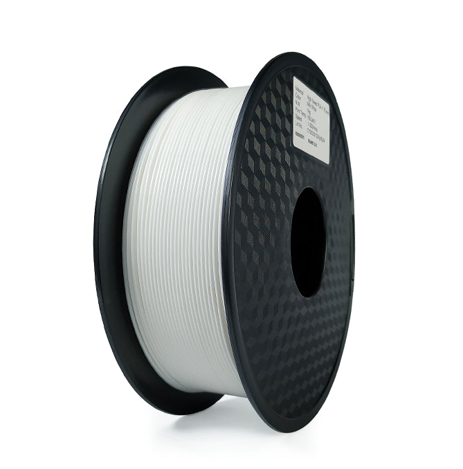 A spool of Hello3D PLA Standard Colour 1.75mm 3D Printing Filament by Hello3D, shown in white on a black reel against a white background.