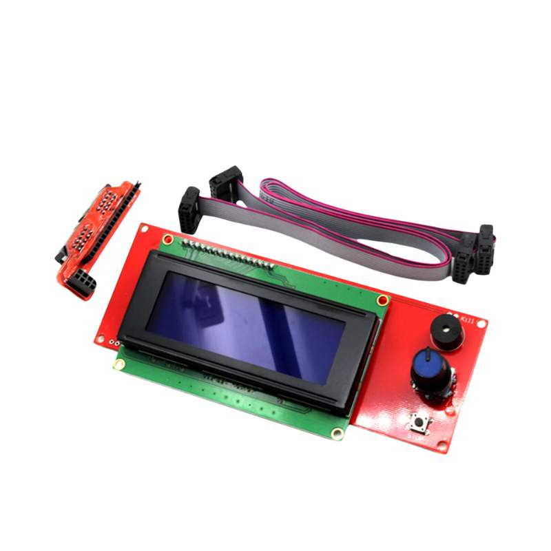 A red LCD2004ABA display with a wire attached to it, suitable for microcontroller applications, by Cirrus Link - 3D Printing Perth.