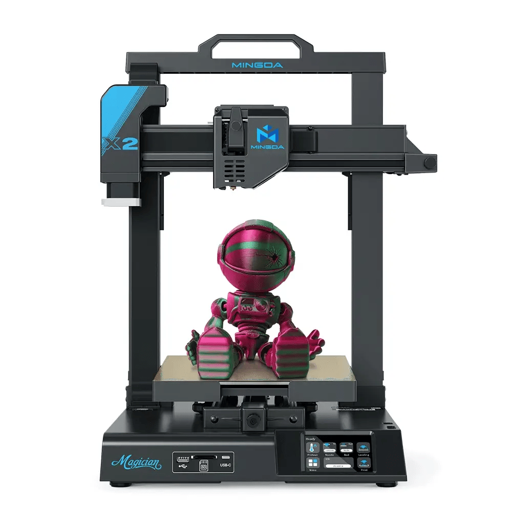 Unboxing and setting up the MINGDA Magician X2 3D Printer in a home office.