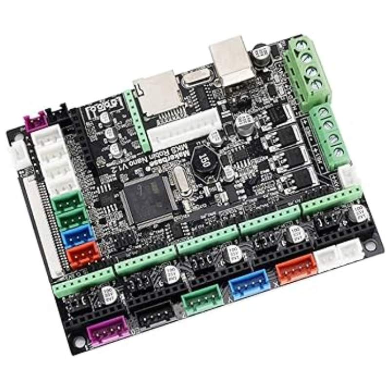 A MakerBase MKS Robin Nano V1.2 motherboard with multiple connectors on it, designed specifically for 3D printer control. This board is compatible with Marlin 2.0 firmware and utilizes the MKS Robin Nano.