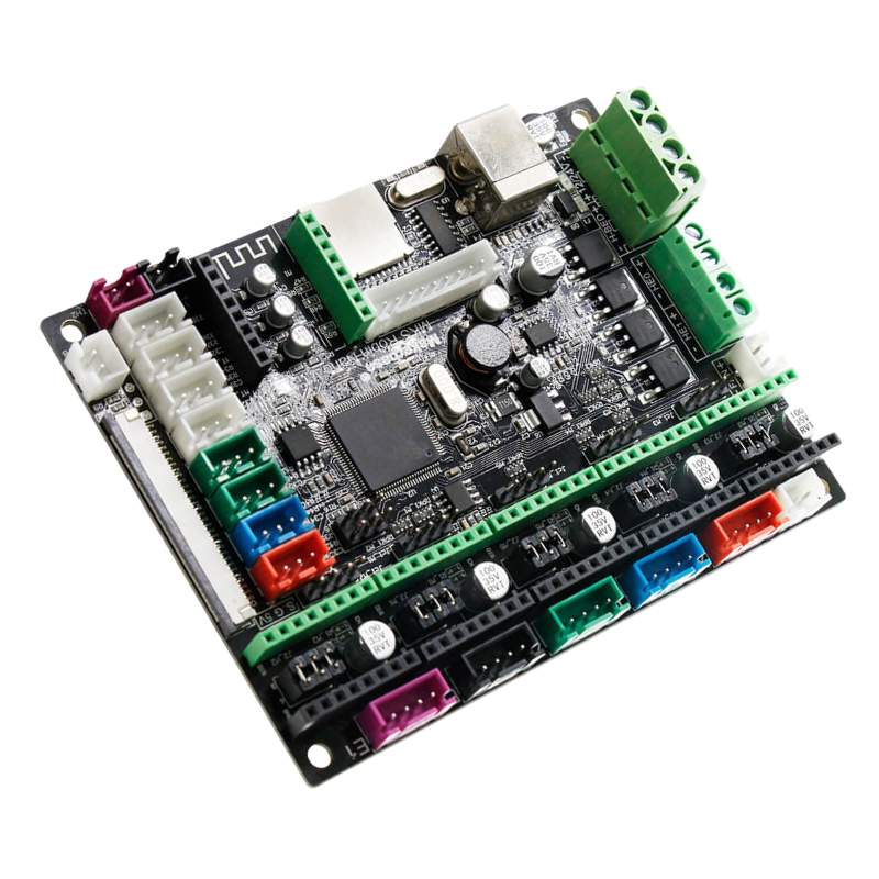 A MakerBase motherboard, specifically the MKS Robin Nano V1.3, with a variety of different connectors compatible with 3D printers.