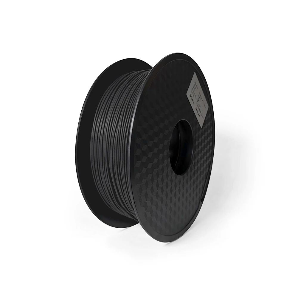A spool of Hello3D PLA Matte Colour 1.75mm 3D Printing Filament, black, with a side label, shown on a white background.