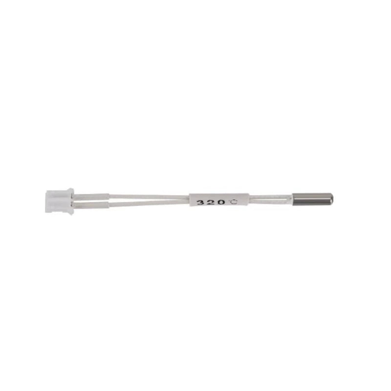 The Creality High-Temp Thermistor Connector for K1 K1C K1 MAX, featuring a white connector end and cylindrical metal tip, is engineered for 3D printing with high-temperature filaments up to 320°C, ensuring precision and accuracy.