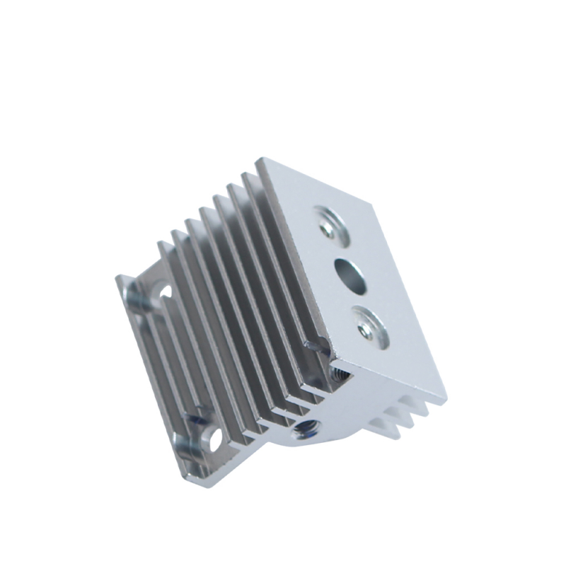 The Aluminum Heatsink for Creality K1/K1 MAX 3D Printer Extruder features a silver design with multiple fins and screw holes, ideal for efficient thermal management. Suitable for models with long nozzles.