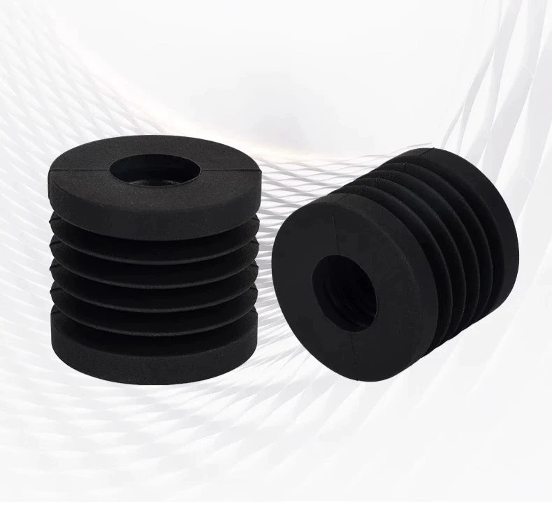 On a white background lie two anti-vibration printer foot pads from Bambu Lab, specifically designed for models like the X1/P1P. These black rubber grommets feature a ribbed design and are perfect for enhancing 3D printer stability.