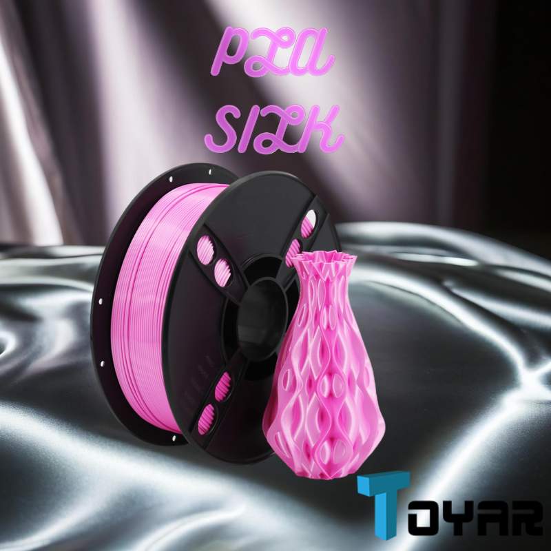A pink spool of Toyar PLA Silk Standard Colour 1.75mm 3D Printing Filament for eco-friendly 3D printing.