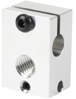 The High Quality E3D V6 PT100 Heat Block 550C by 3D Printing Perth - Cirrus Link includes circular holes and a visible black screw, seamlessly fitting into the E3D V6 system.