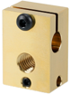 Golden E3D V6 PT100 Heat Block by 3D Printing Perth - Cirrus Link features threaded holes and black screws, ideal for precision in mechanical assemblies or machinery components.