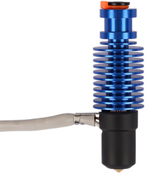 A VORON 2.4 compatible extruder nozzle from 3D Printing Perth - Cirrus Link, featuring a blue metal finned design and an attached cable, part of the Voron 24 Prusa Extruder CHC V6 Volcano Ceramic Hot End Kit.