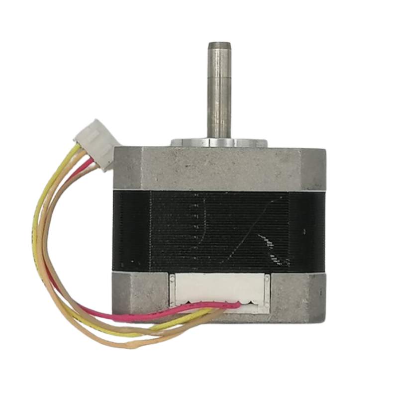 A small metal device with wires, specifically a Nema 17 stepper motor, the Stepper Motor STP-43D1034 - IA by 3D Printing Perth - Cirrus Link.