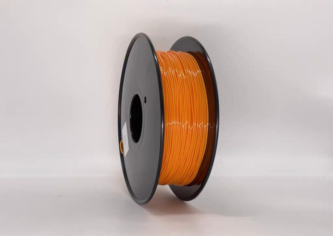 A spool of Toyar TPU Standard Colour 1.75mm 3D Printing Filament in orange, ideal for printing flexible parts, is displayed against a plain white background.