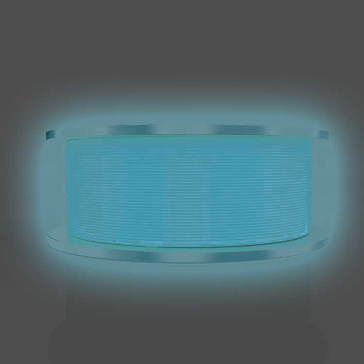 A side-by-side comparison of regular and Tronhoo luminous PLA 3D printing filaments in Perth.