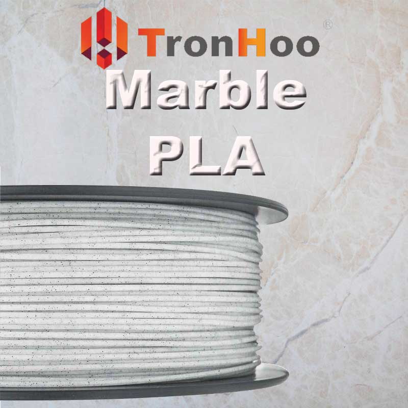 A spool of Tronhoo Marble PLA 3D Printing Filament on a white background.