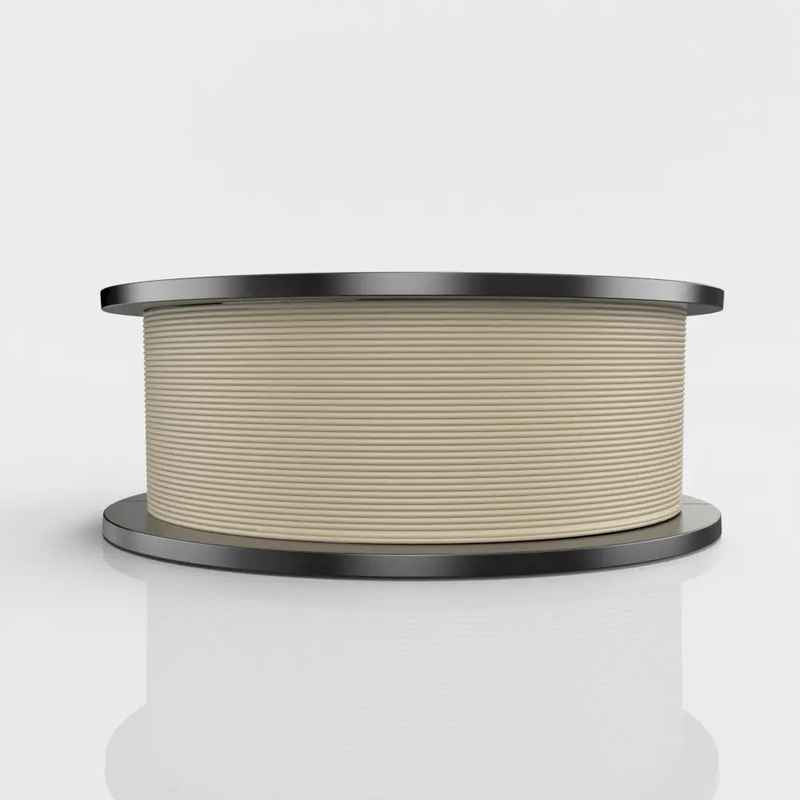 The packaging of Tronhoo Wood PLA 3D printing filament, highlighting its eco-friendly properties.