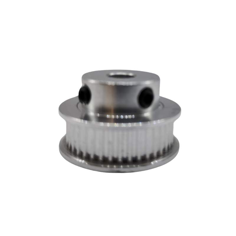 A stainless steel GT2 6mm Bore Synchronous Wheel from 3D Printing Perth - Cirrus Link on a white background.