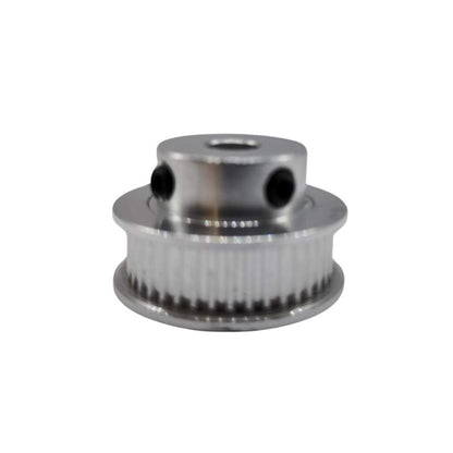 A stainless steel GT2 6mm Bore Synchronous Wheel from 3D Printing Perth - Cirrus Link on a white background.