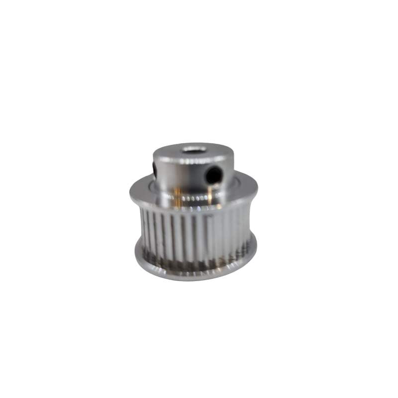 A precision GT2 10mm Bore Synchronous Wheel made of stainless steel, perfect for 3D printing and enabling precise motion control, showcased on a clean white background. Featured by 3D Printing Perth - Cirrus Link.