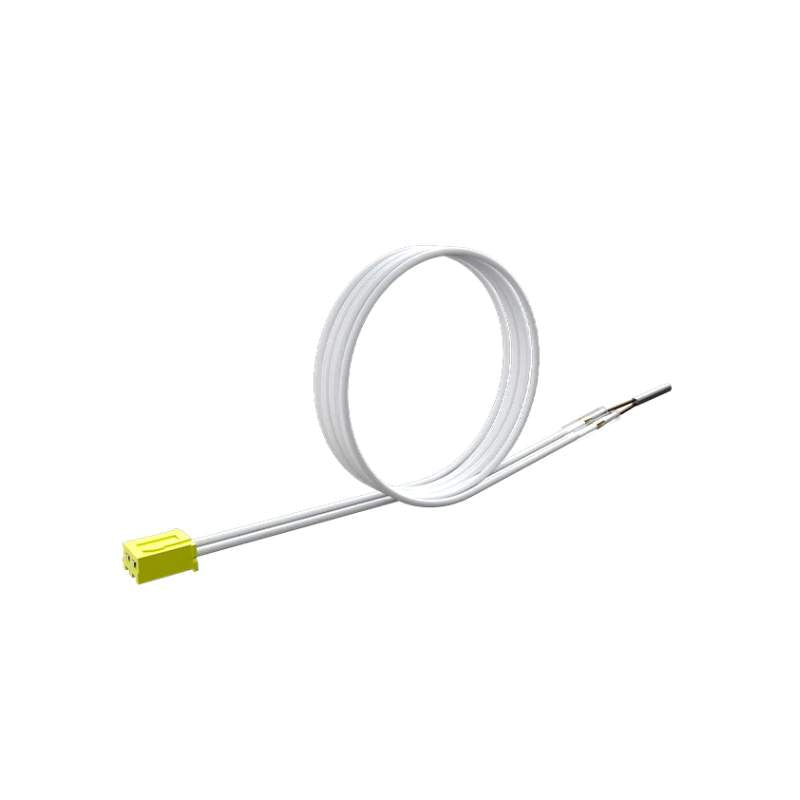 A white and yellow wire on a white background, important for users who require high-temperature printing, the FLSUN V400 Hotend Thermistor / Temperature Sensor is essential.