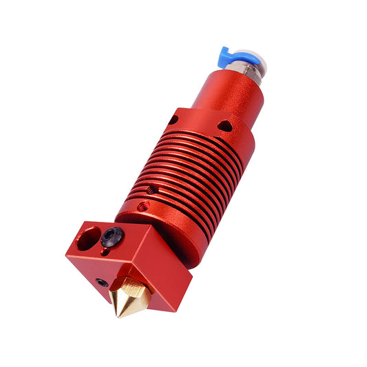 Enhance your Ender-3 S1 PRO or CR10S PRO 3D printer with a remote extrusion print head from 3D Printing Perth - Cirrus Link, featuring a red metal design with a gold tip and blue accent.