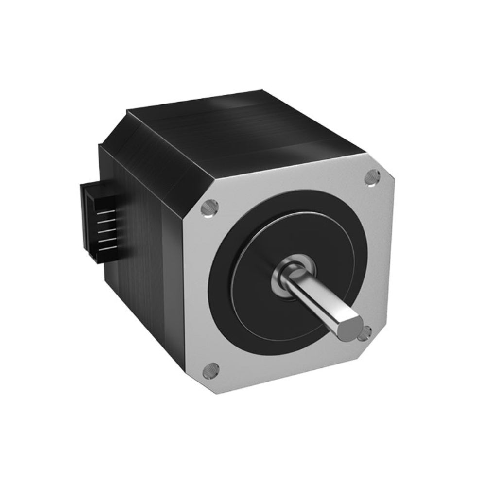 The 42HD4027-01-A stepper motor by 3D Printing Perth - Cirrus Link is black and silver, has a central shaft, a square mounting plate with four screws, and delivers 0.4Nm torque, making it ideal for high-torque applications in 3D printing.