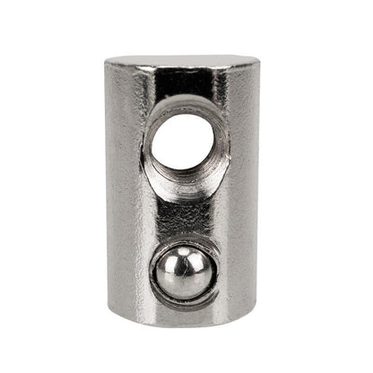The Aluminum Profile Elastic Ball Nut Type 30 (20X12X7mm) from 3D Printing Perth - Cirrus Link features a central hole and rounded protrusion, seamlessly integrating into linear motion systems for enhanced functionality.