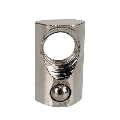 The Aluminium Profile Elastic Ball Nut Type 20 (14X8X4.2mm) from 3D Printing Perth - Cirrus Link features a threaded hole on top and a ball bearing at the bottom, perfect for mechanical engineering applications and 3D printing projects.