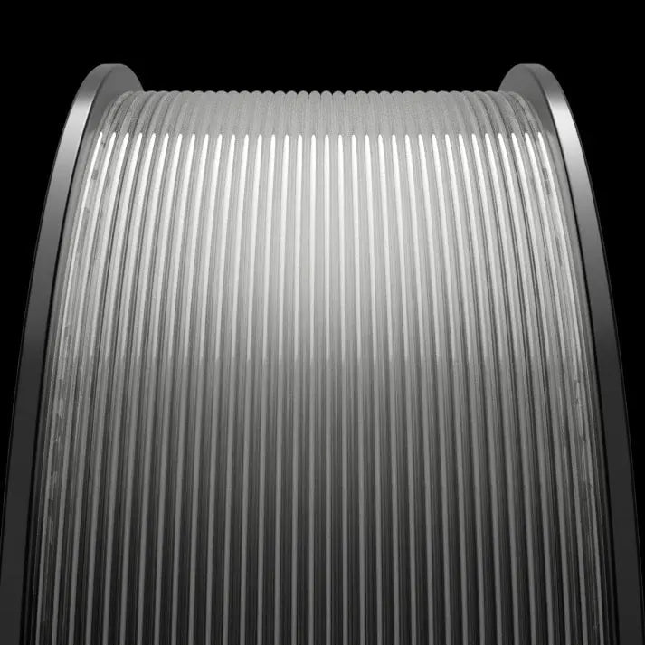Close-up of a MakerHero PETG 1.75mm 3D Printing Filament coil with ribbed surface, against a dark background, often used in functional prototypes.