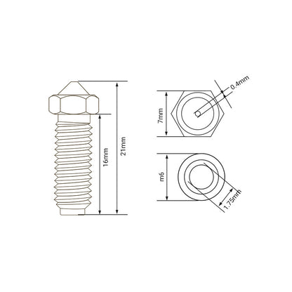 Anycubic Kobra 2/3 Series Hardened Die Steel Volcano Nozzle 0.4mm