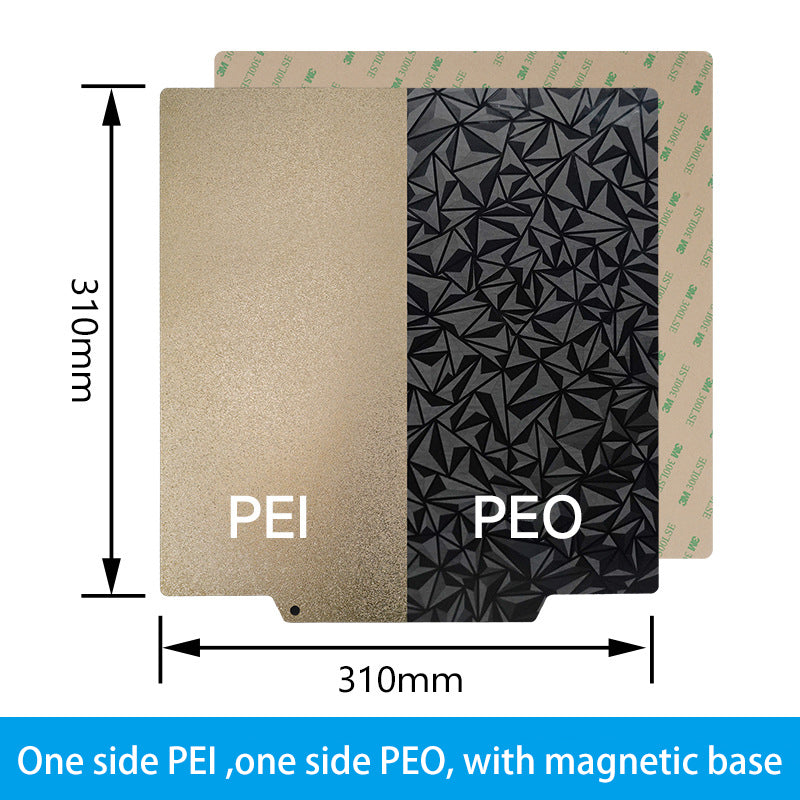 The PEI PEO Dual-Sided 3D Printer Build Surface from 3D Printing Perth - Cirrus Link boasts a textured base measuring 310mm x 310mm, offering excellent adhesion and a magnetic foundation to elevate your 3D printing projects.