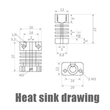 Technical drawing of a Creality CR10S CR10 Heat Sink from 3D Printing Perth - Cirrus Link, showing labeled dimensions and measurements in top and side views. "CR10 heat sink drawing" is noted at the bottom.