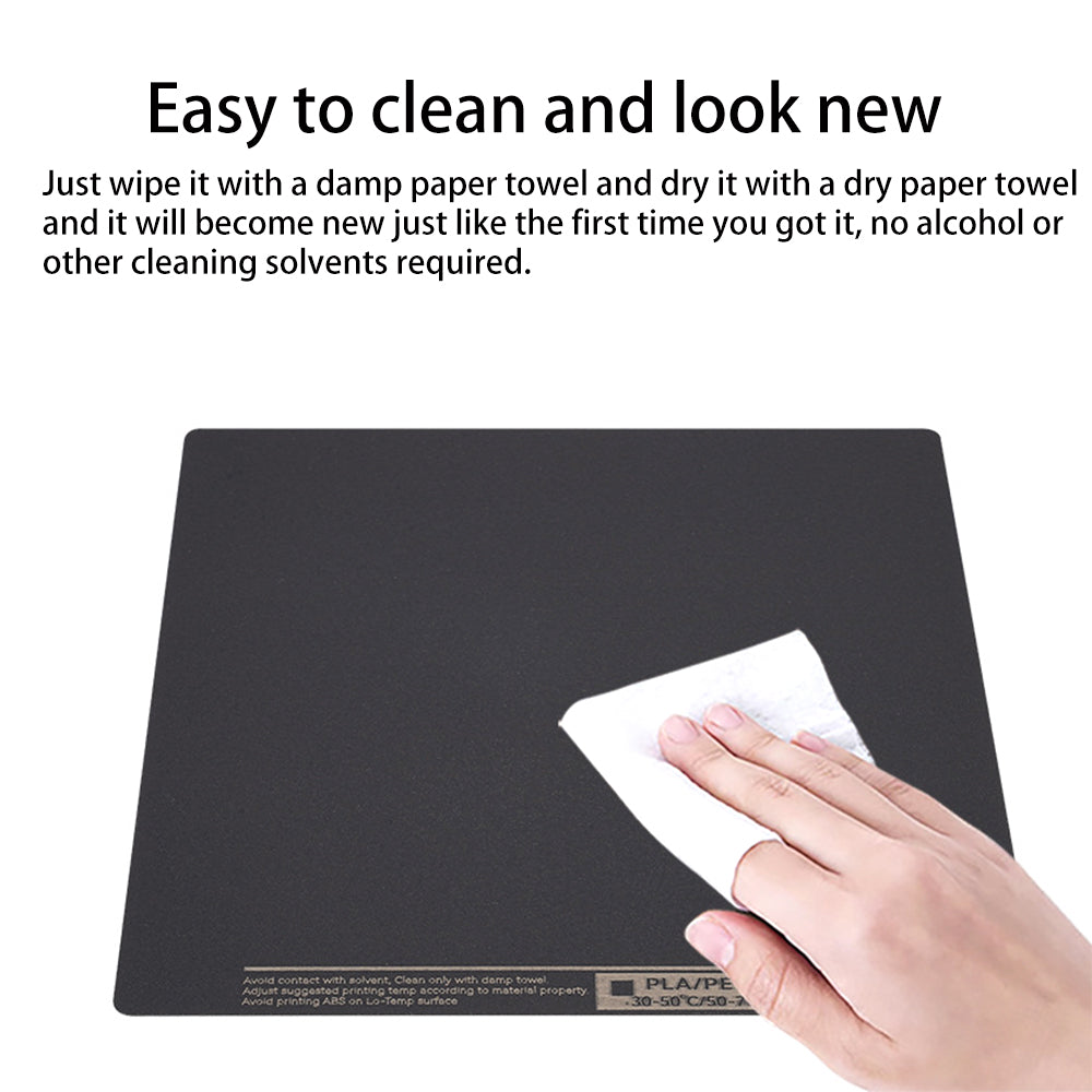 Maintaining the dark, rectangular Polyurea Hot Bed Platform (310*315mm double side coated) by 3D Printing Perth - Cirrus Link for the Creality K1 Max is incredibly simple. Just a quick wipe with a white cloth keeps it spotless, completely removing the need for alcohol or solvents. It's perfectly engineered to effortlessly support your 3D printing projects with minimal maintenance, making it ideal for PLA, PETG, and ABS materials.