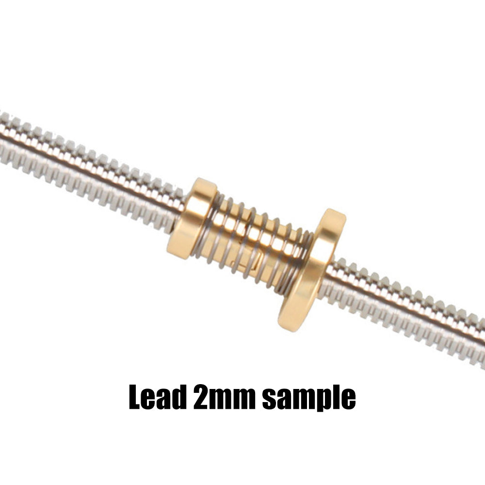 Close-up of an ASR T8 Brass Flexible Nut—H-Type Lead Nut for Z-Axis Elevation, shown with a metal lead screw, isolated on a white background.