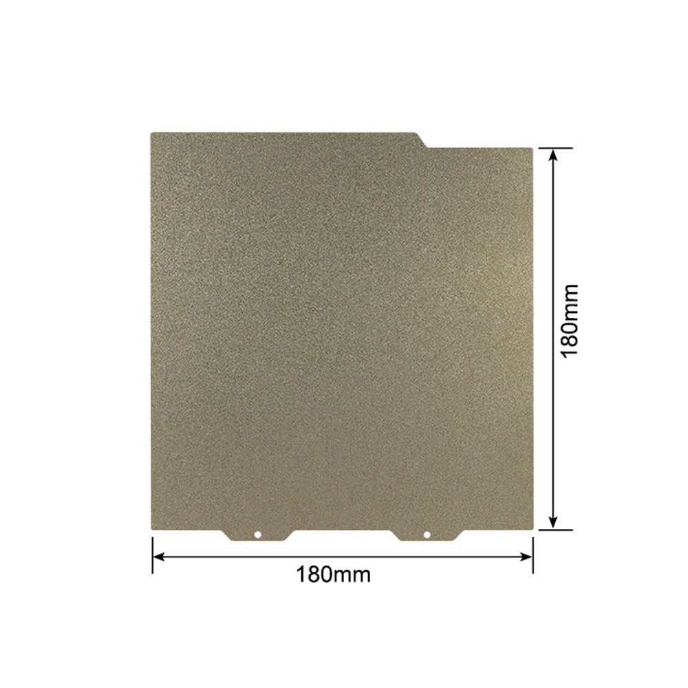 The Bambu Lab A1 Mini Steel Sheet Bed Platform by 3D Printing Perth - Cirrus Link features a double-sided coated surface with PEI PEO PET that changes color. Measuring 184mm on each side, this high-performance square textured metal sheet includes tabs on the bottom edge, making it ideal for the Bambu Lab A1 Mini 3D Printer.